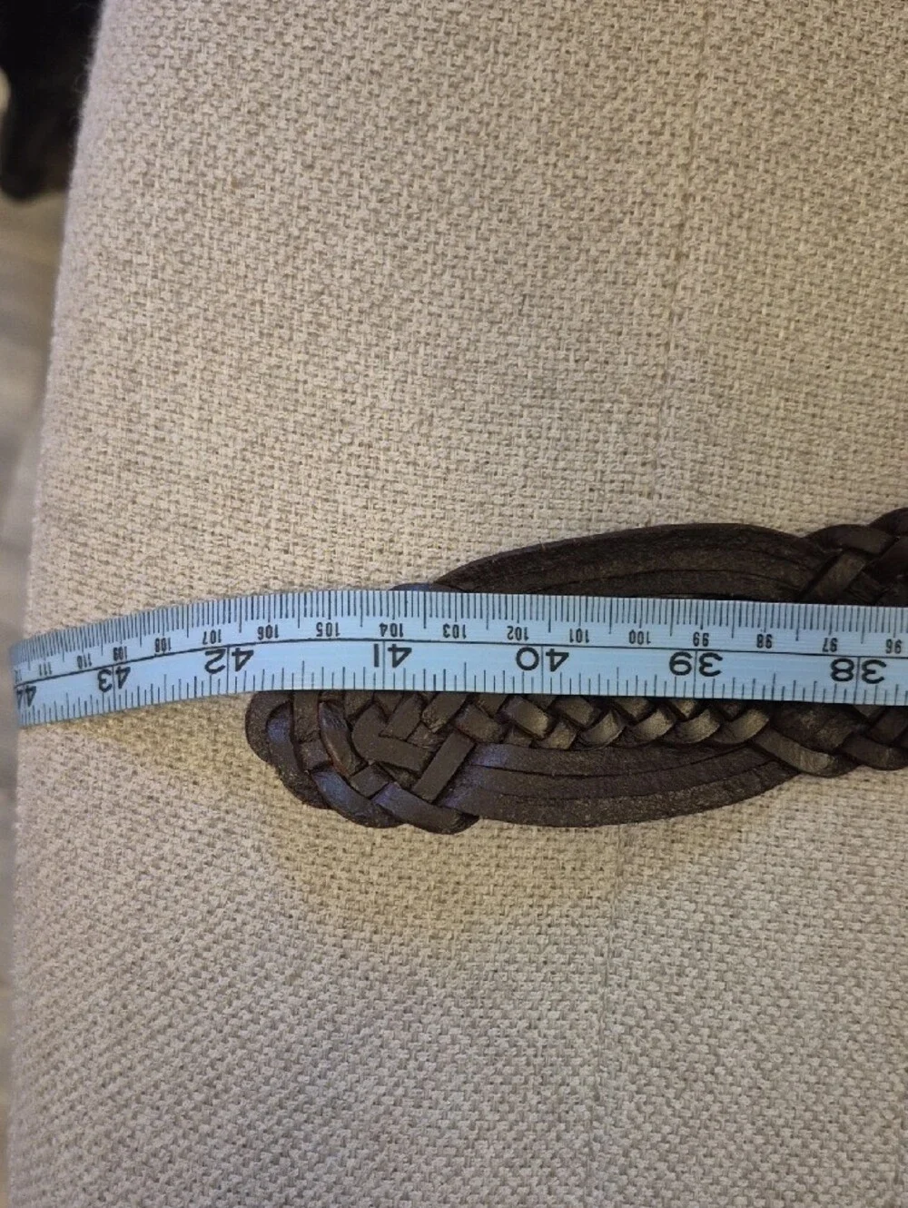 Vintage Brown Braided Leather Belt with Medallion Buckle Y2K